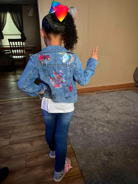 Custom decorated kids denim jacket